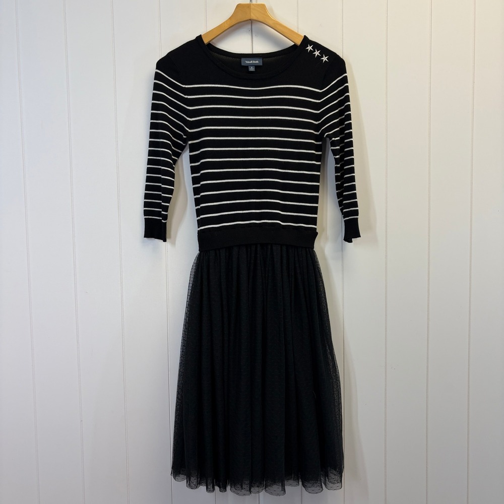 ModCloth Fairy Grunge Fit & Flare Striped Tulle Dress Women Size S Dark Academia